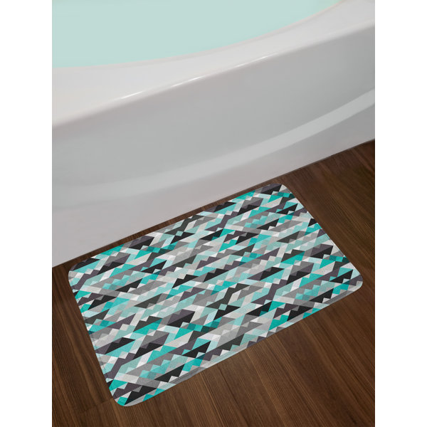 East Urban Home Grey and Turquoise Bath Rug Wayfair